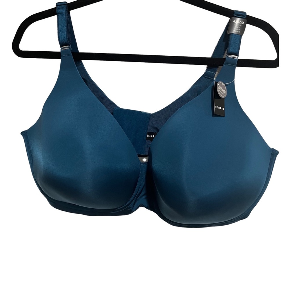 Torrid Curve 42DDD Lightly Lined Wire Free Deep V  Legend Blue Bra NWT